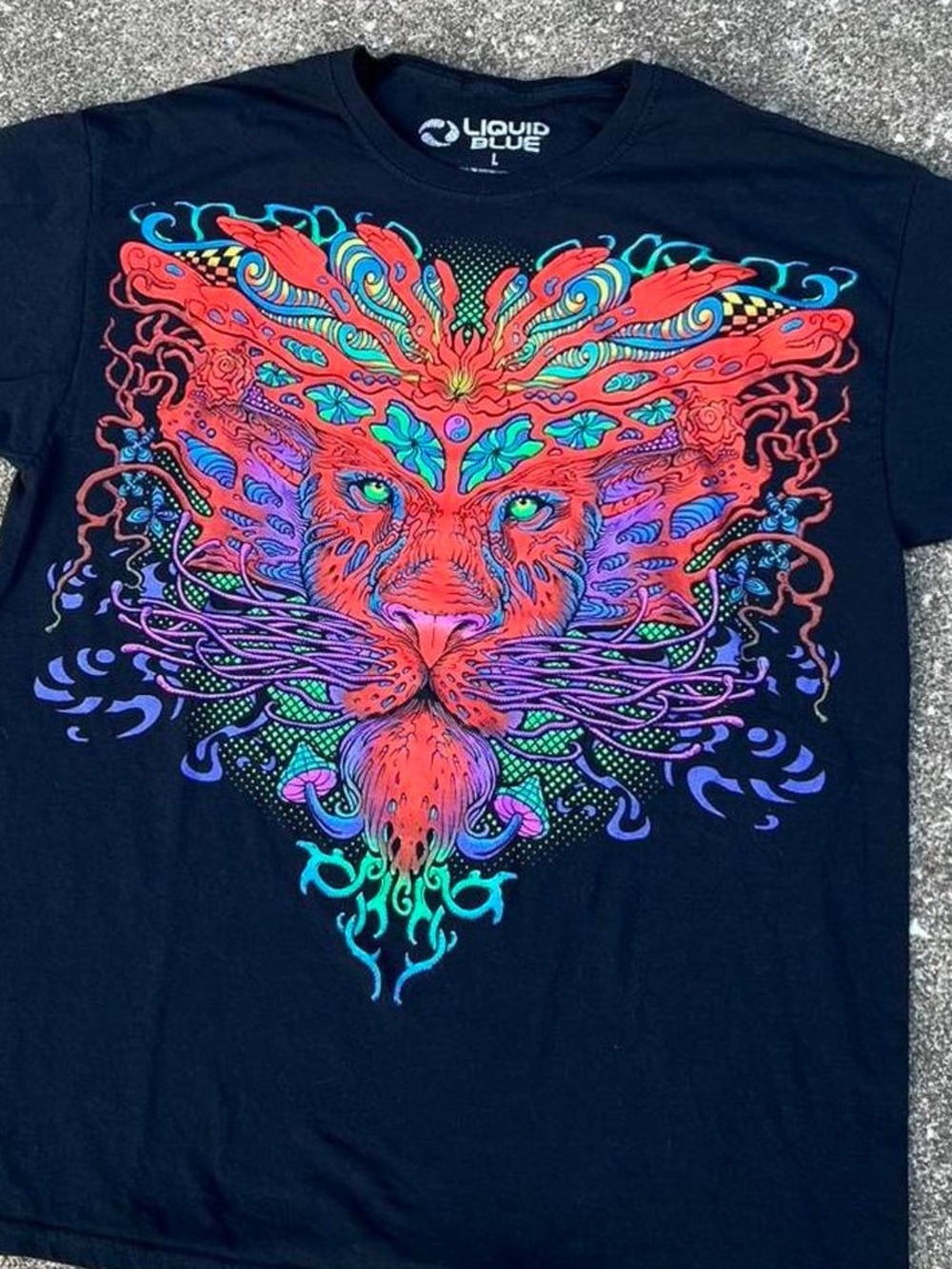 Liquid Blue Psychedelic Lion Tee
